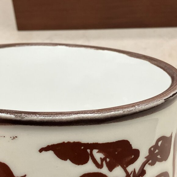 RARE Vintage Japan Ceramic Vegetable Theme Oversize Soup Bowl Mug Brown Glaze - Picture 9 of 9